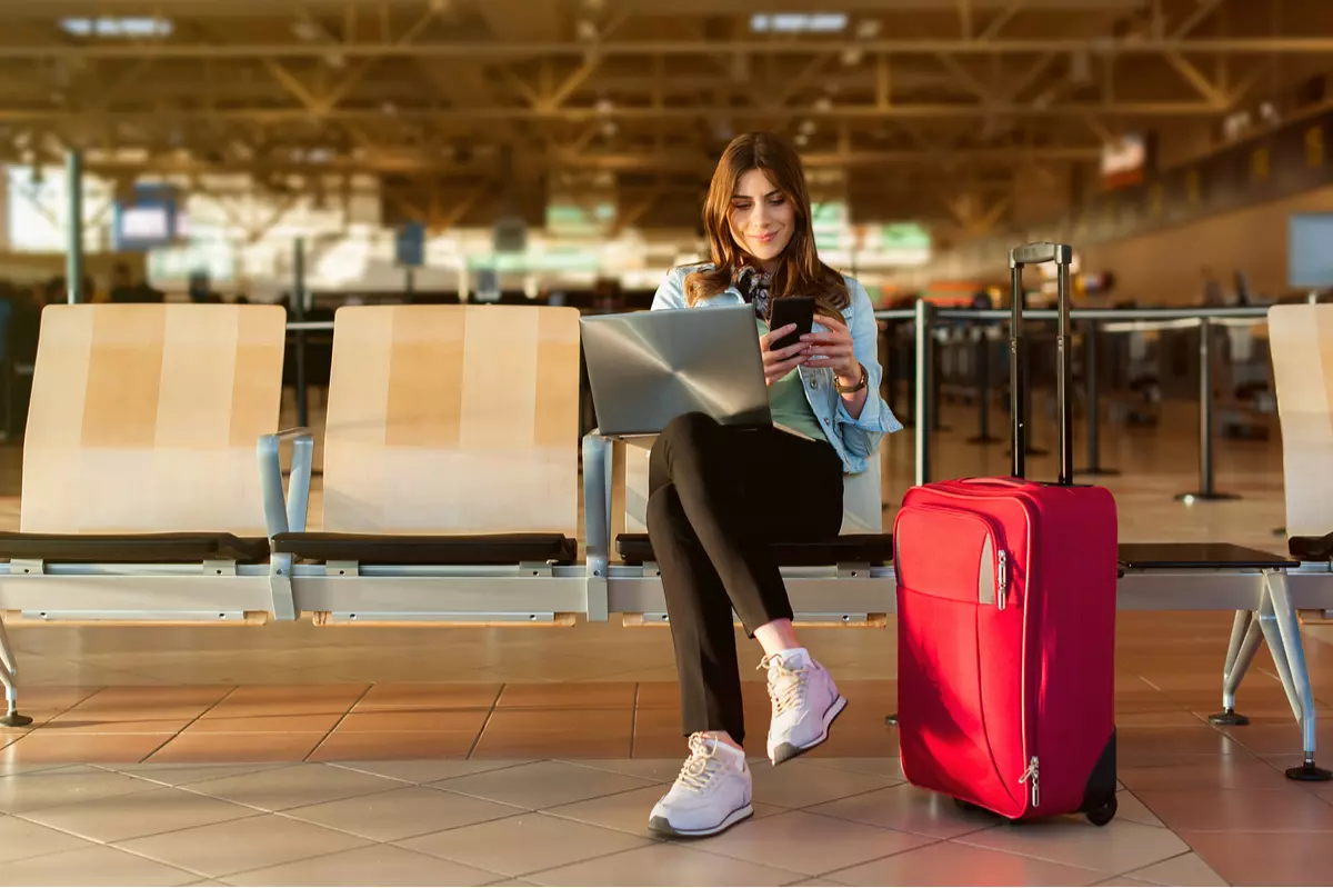 Woman waiting to leave on a trip.