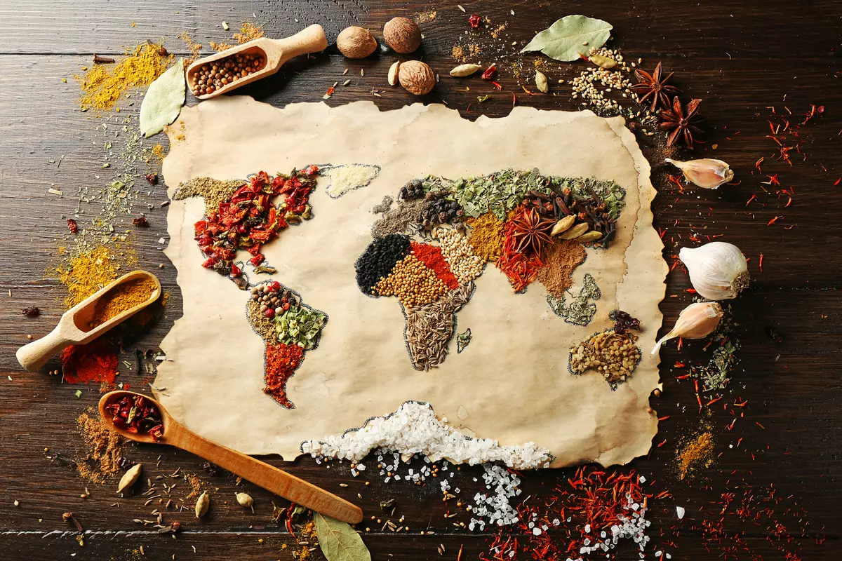 Map of the world constructed using good ingredients.