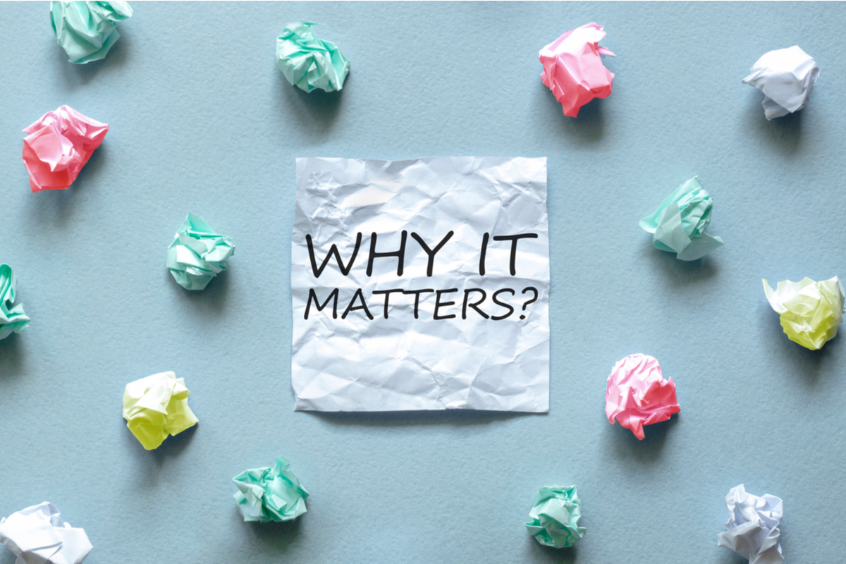 The text "why it matters?" on a white paper background.