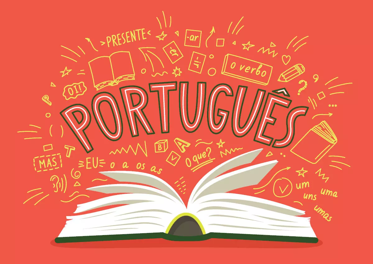 Portuguese writing on a book