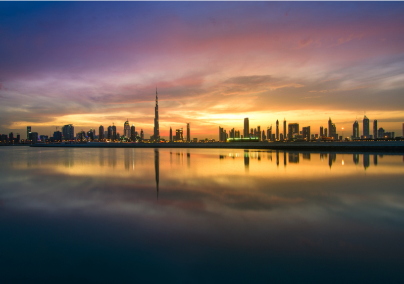 Dubai at sunset.