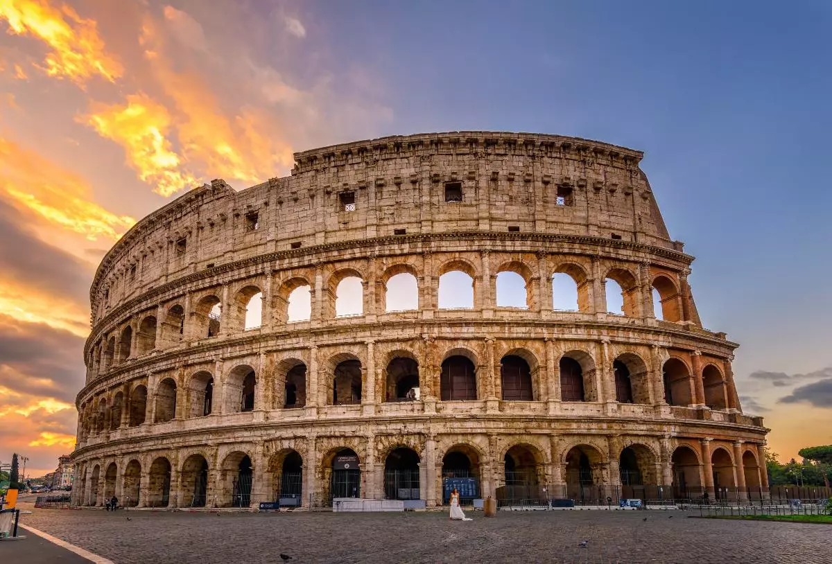 View of the Colosseum in Italy 