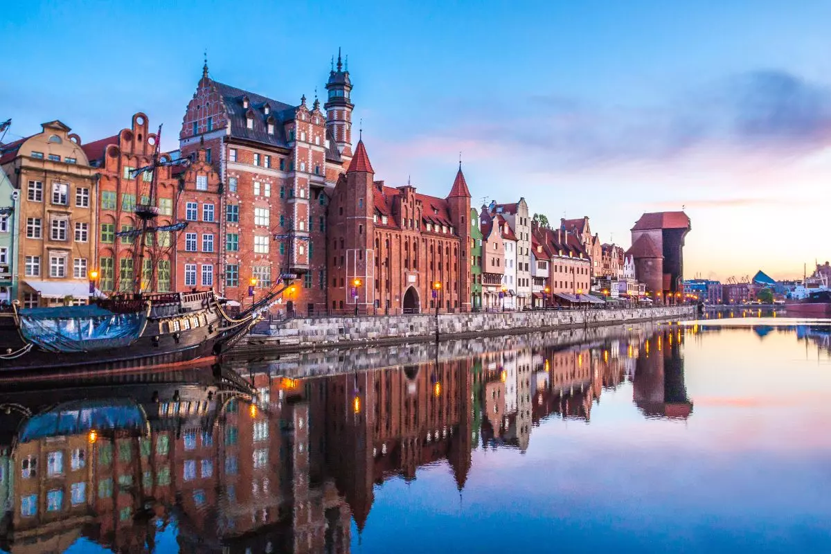 View of old town on the canal in Poland