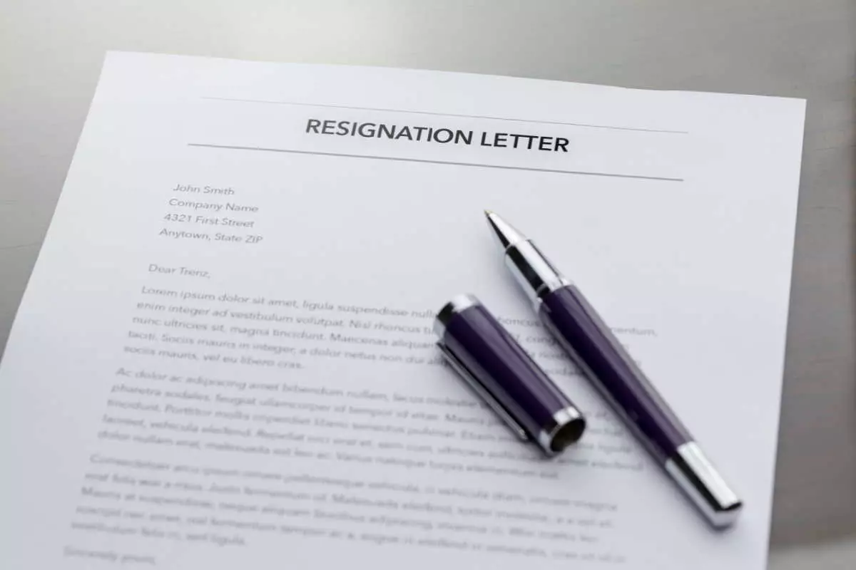Close up on resignation letter 