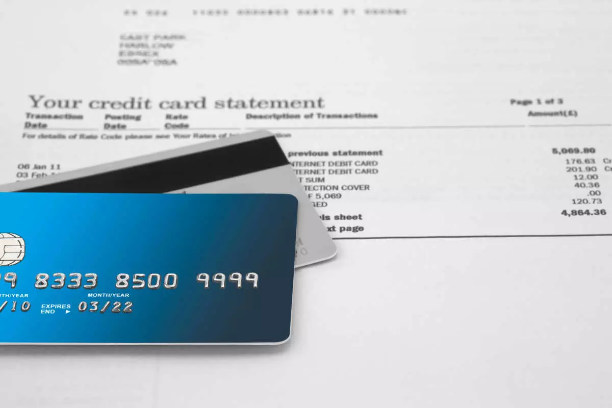 Credit card statement close up