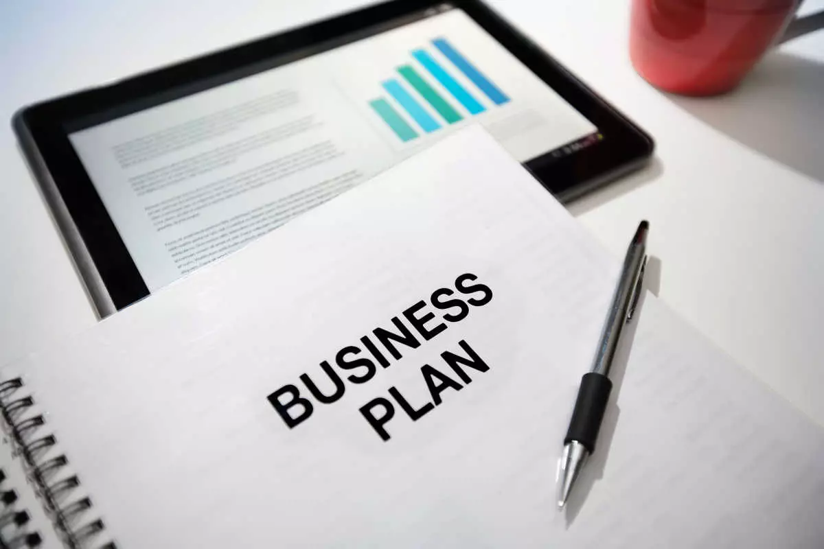 Close up on business development plan documents