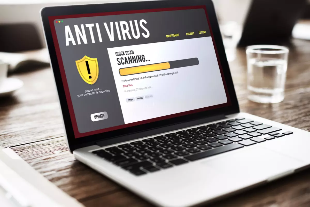 Antivirus software on laptop to prevent credit card fraud