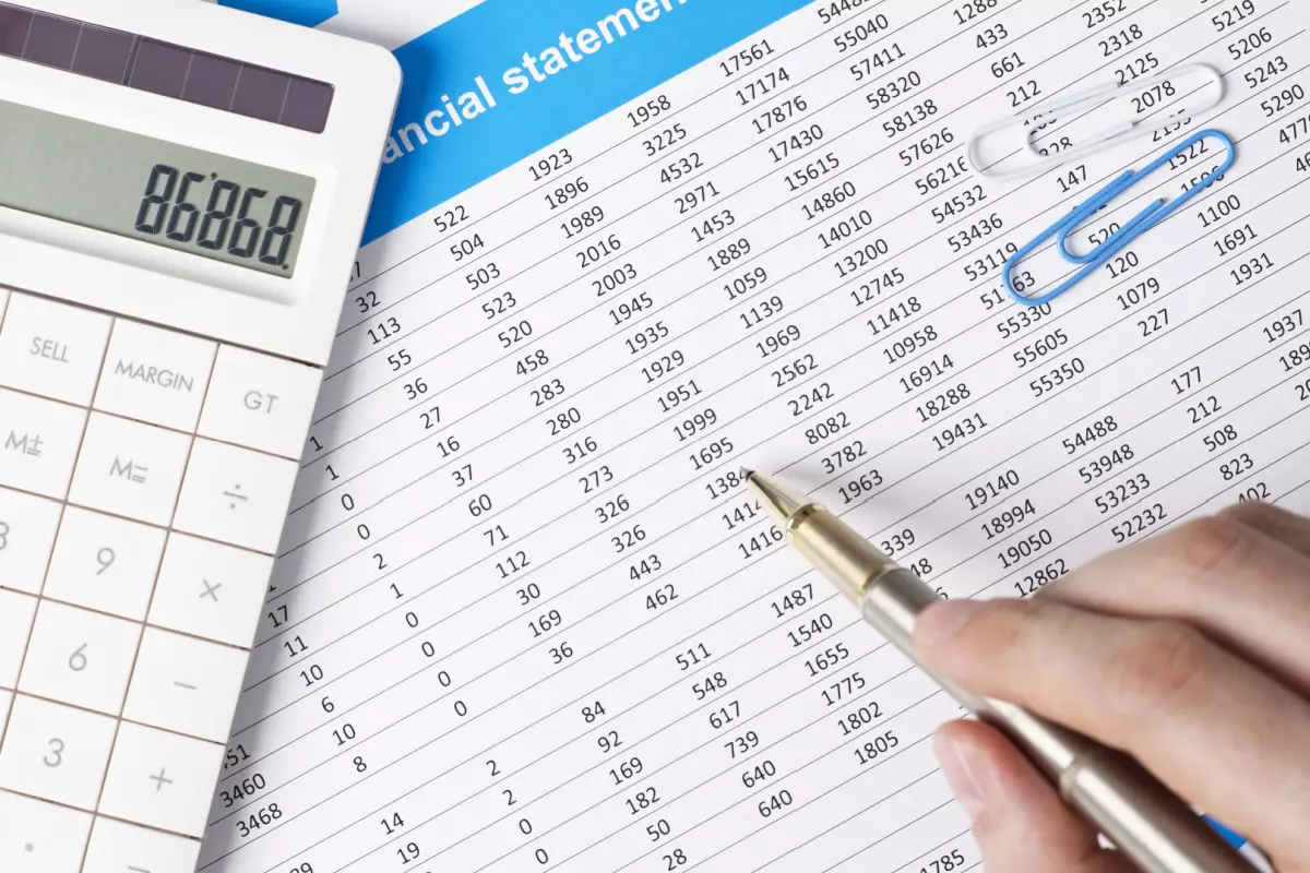 Closeup on business financial statements