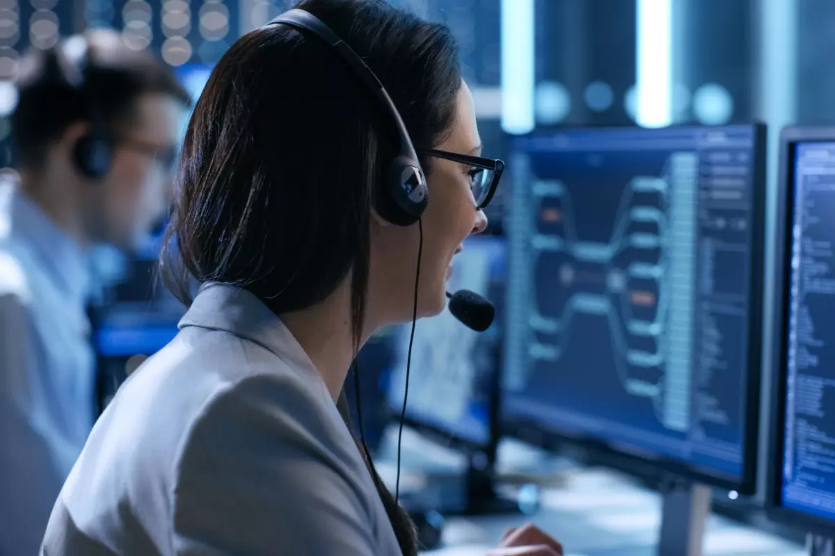 Help desk agent wearing headset 