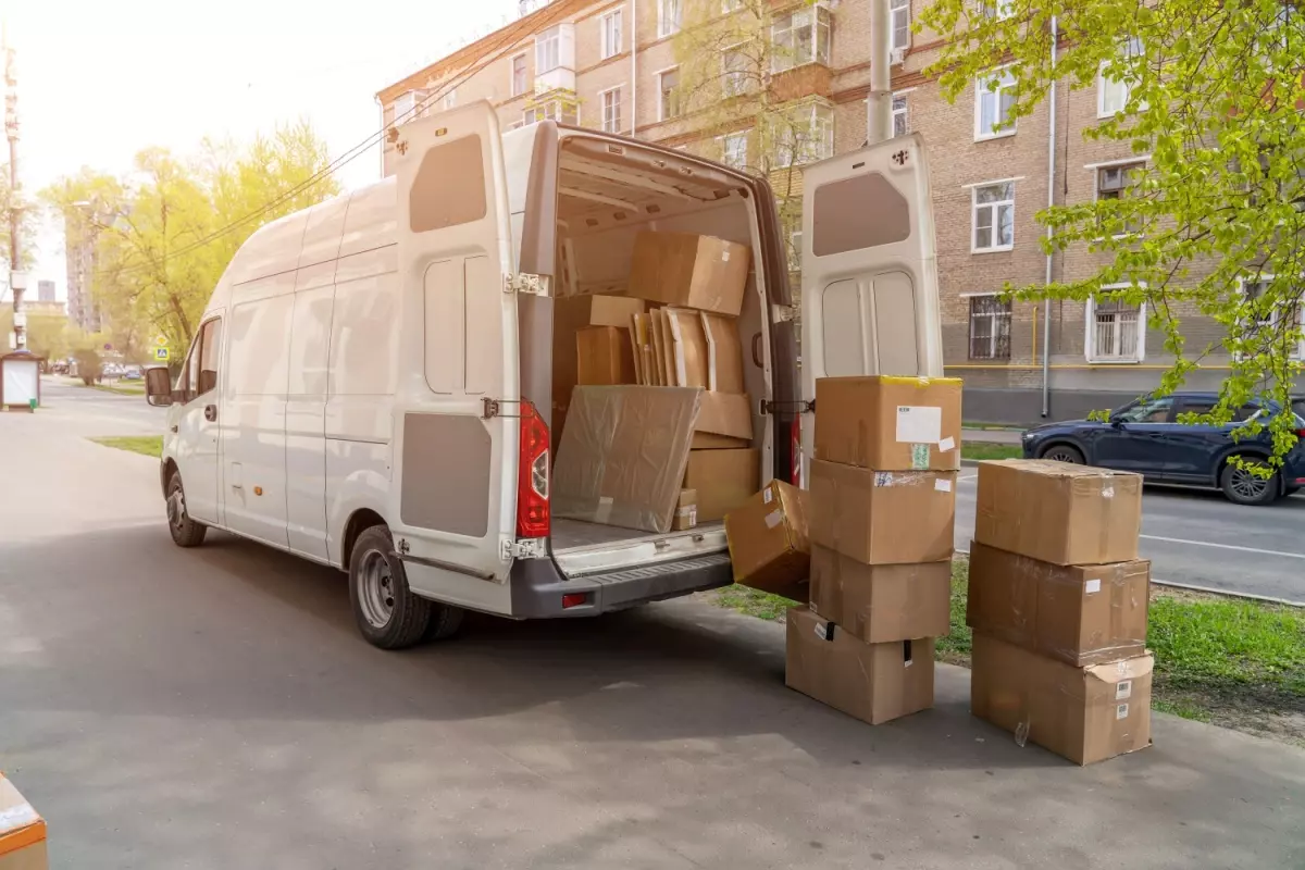 Moving van full of boxes